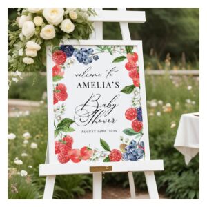 Strawberry Berry Baby Shower Welcome Sign