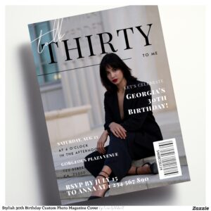 Stylish 30th Birthday Custom Photo Magazine Cover Invitation