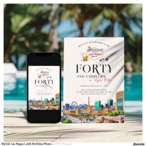 Stylish Las Vegas 40th Birthday Photo Invitation