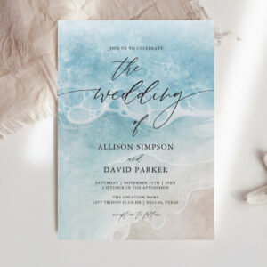 Summer Blue Beach Wedding Invitations