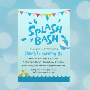 Summer Splash Pool Party Boys Birthday Invitation