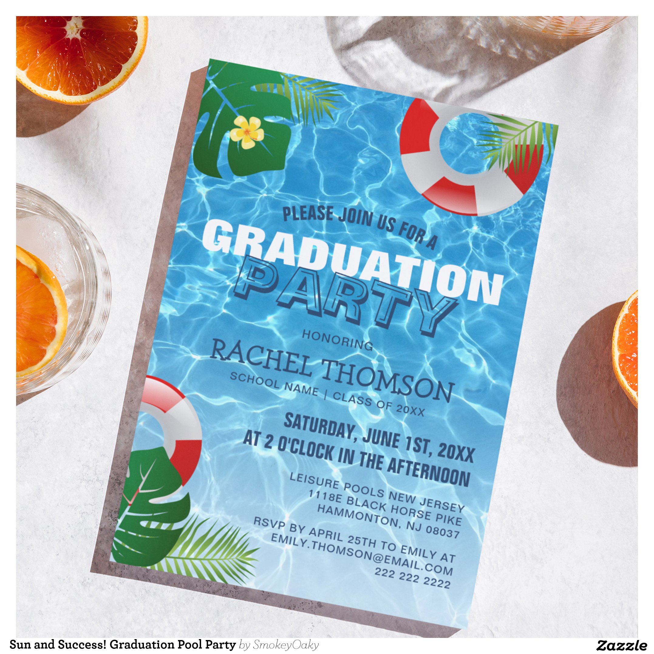 Sun and Success! Graduation Pool Party Invitation