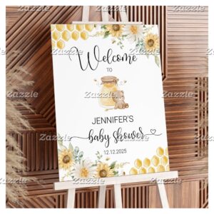 Sunflower honey bear bee baby shower welcome foam board