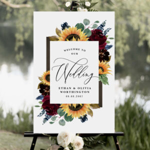 Sunflower Rustic Fall Welcome to Our Wedding Sign
