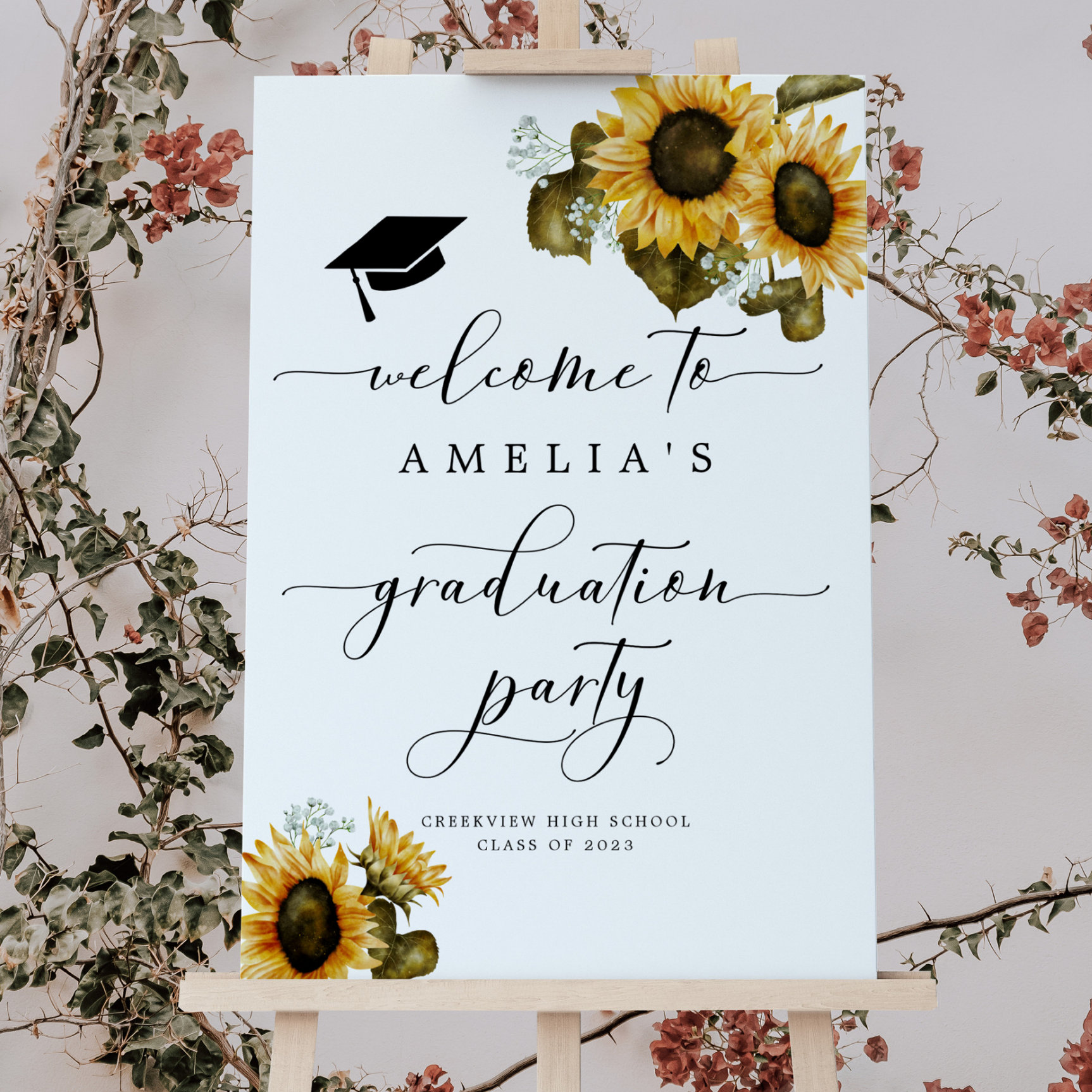 Sunflowers Graduation Party Welcome Sign