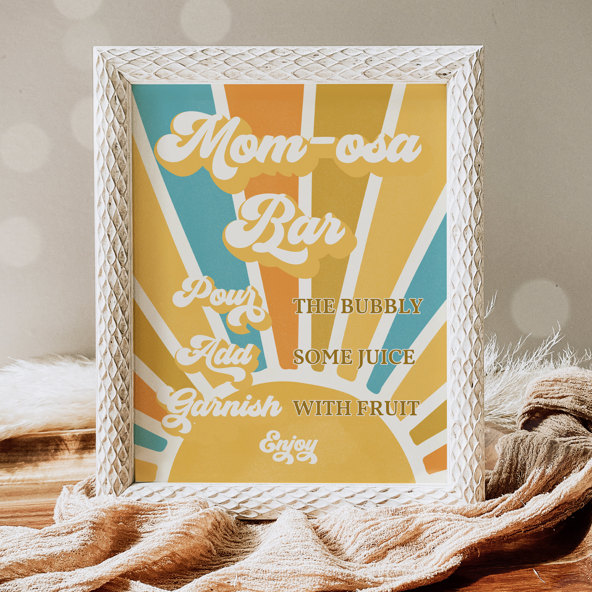 Sunshine Baby Shower Here Come The Son Mom-osa Bar Poster