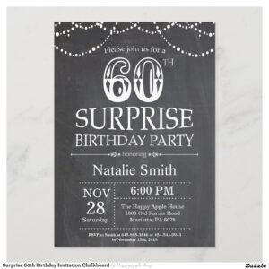 Surprise 60th Birthday Invitation Chalkboard
