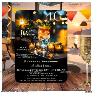 Surprise Cocktail Adult Birthday Invitation