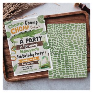 Swamp Birthday Invitation Alligator Crocodile