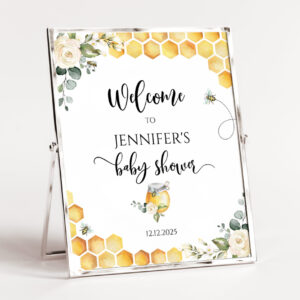 Sweet as can bee baby shower welcome sign