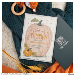 Sweet Little Pumpkin Watercolor Baby Shower Invitation