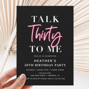 Talk 30 To Me 30th Birthday Party  Invitation