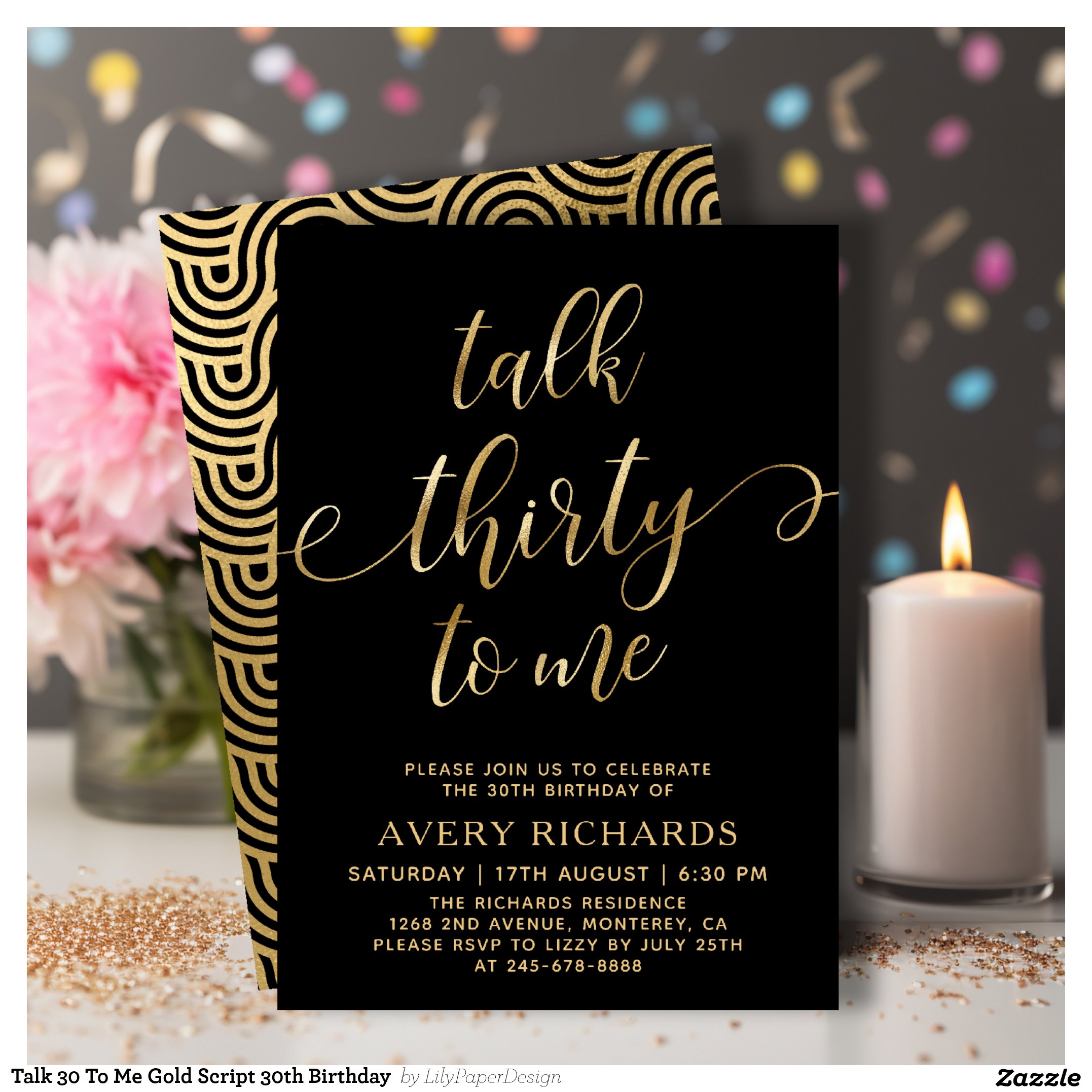 Talk 30 To Me Gold Script 30th Birthday  Invitation