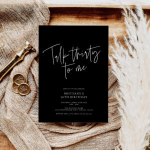 Talk Thirty to Me Chic Modern 30th Birthday Invitation