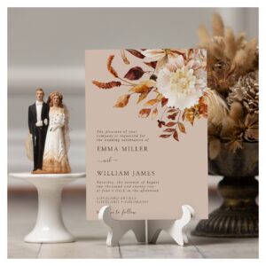 Taupe Autumn Modern Watercolor Terracotta Wedding  Invitation