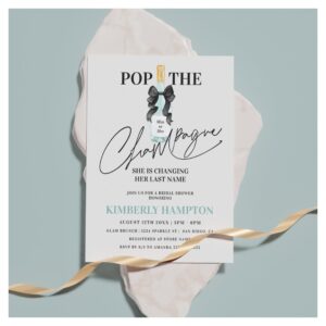 Teal Blue Pop The Champagne Bridal Shower Invitation