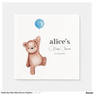 Teddy Bear Blue Baby Shower Napkins