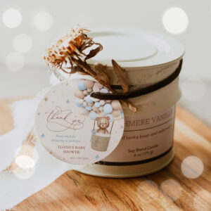 Teddy Bear Blue Balloon Bearly Wait Baby Shower Favor Tags