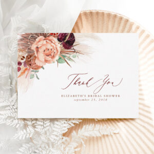 Terracotta Floral Bridal Shower Small Thank You