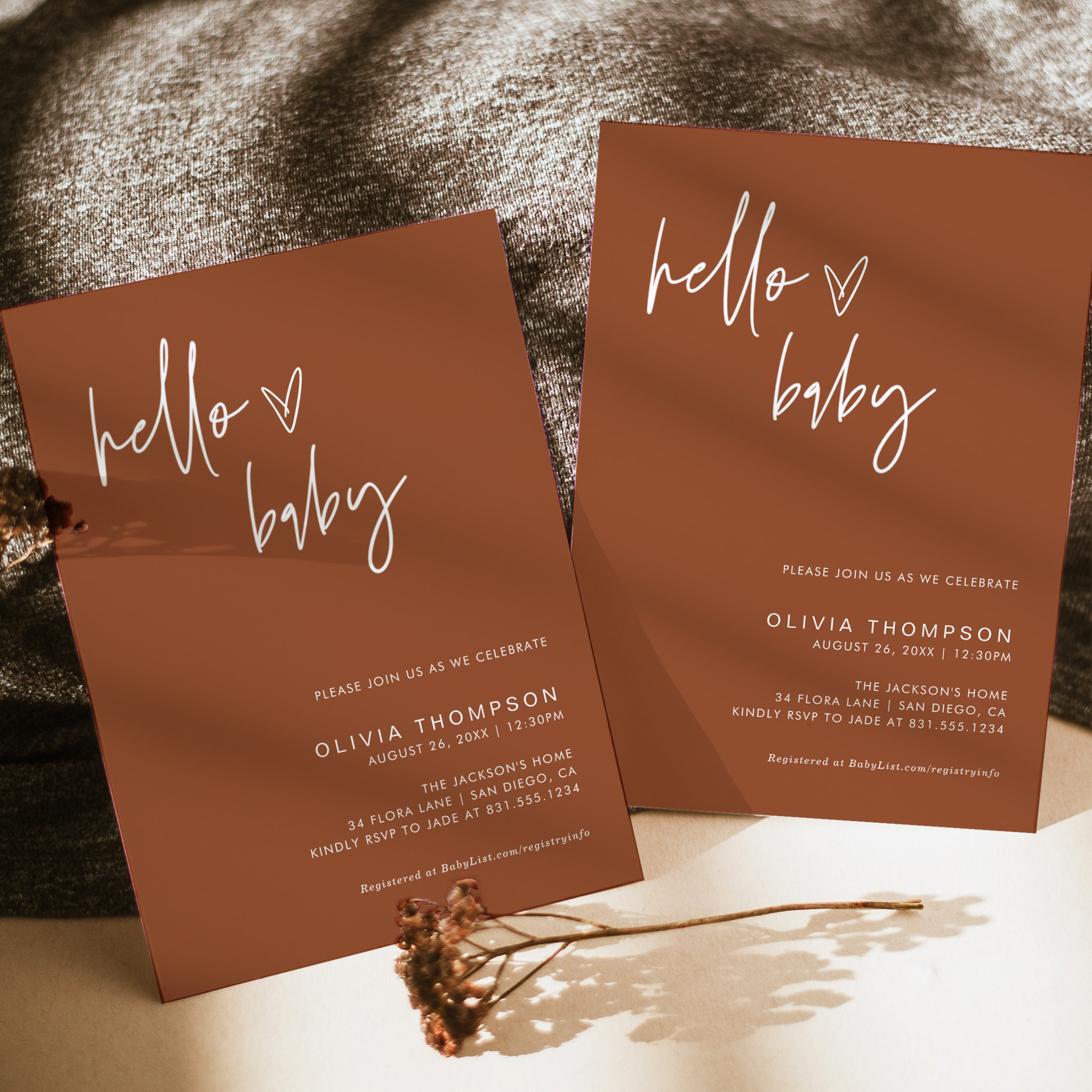 Terracotta Minimalist Baby Shower Gender Neutral Invitation