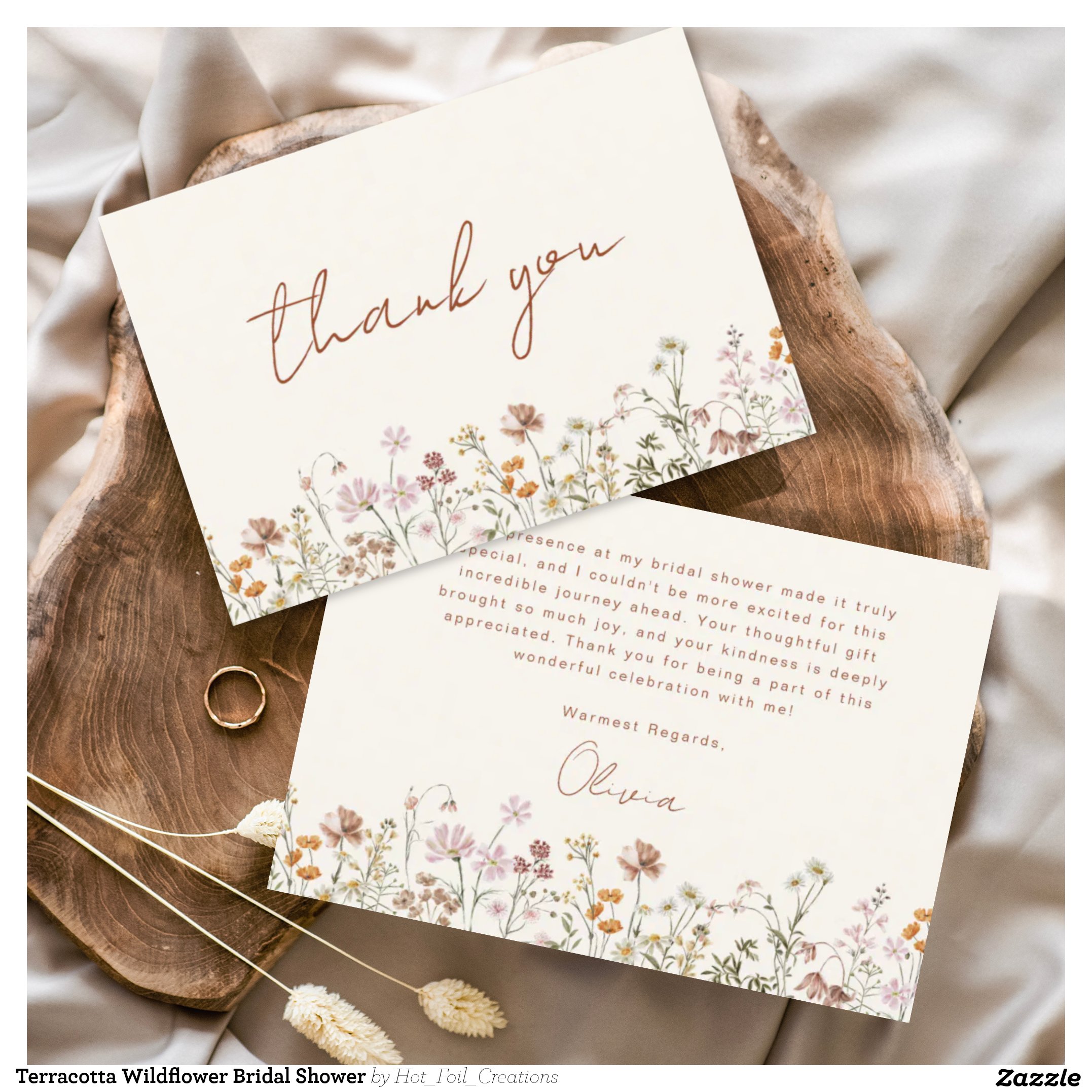 Terracotta Wildflower Bridal Shower Thank You Card