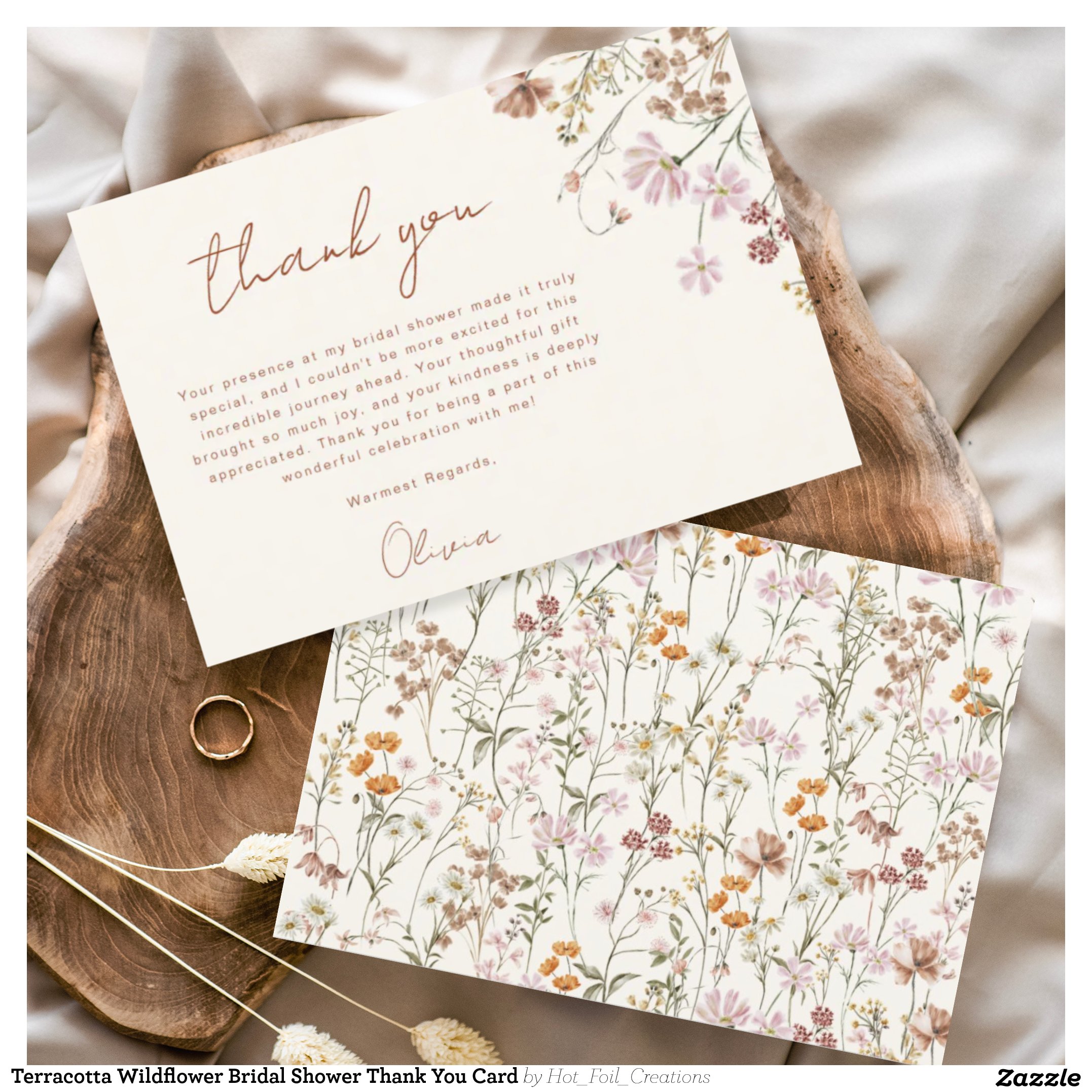 Terracotta Wildflower Bridal Shower Thank You Card
