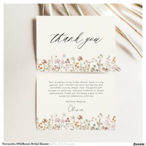 Terracotta Wildflower Bridal Shower Thank You Card