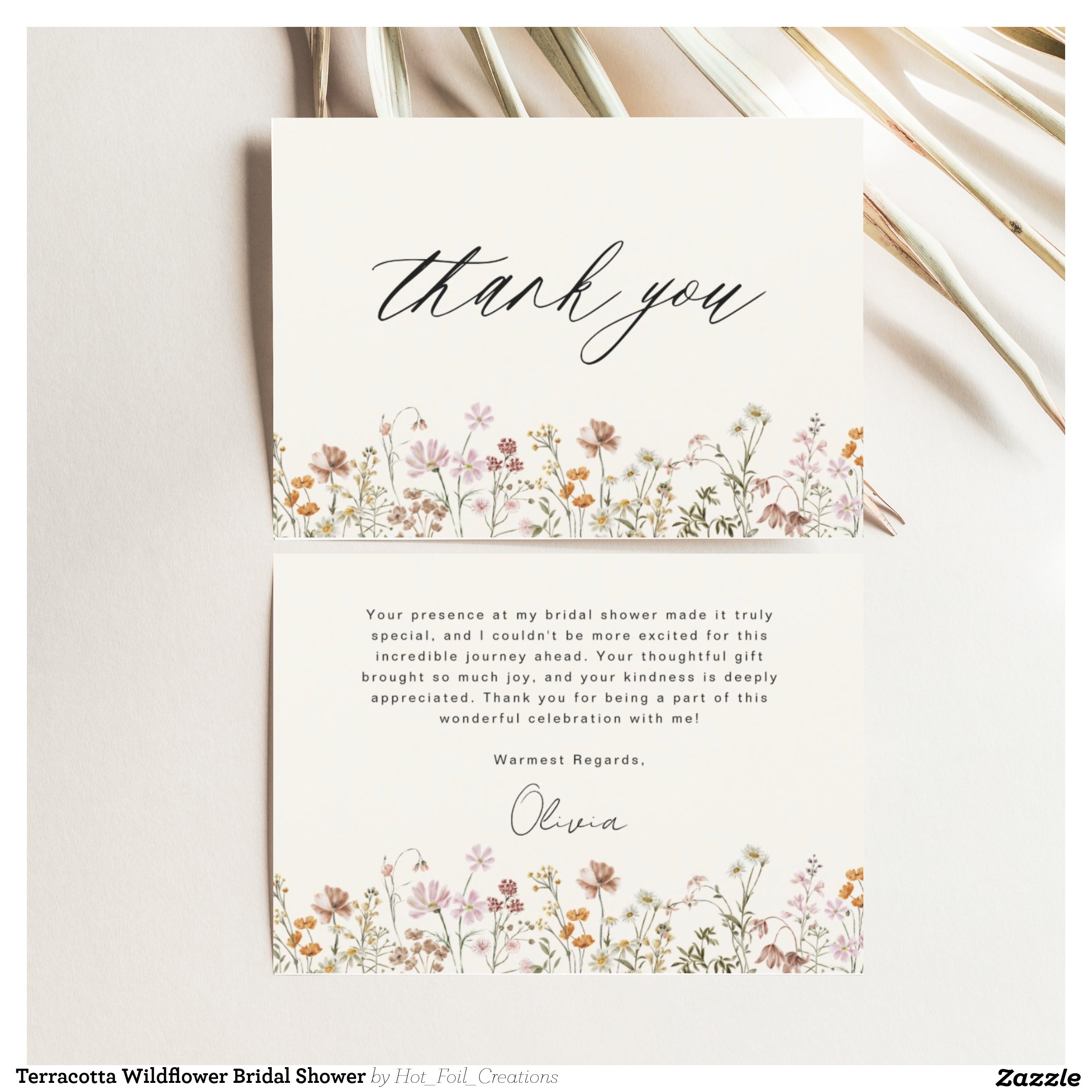 Terracotta Wildflower Bridal Shower Thank You Card