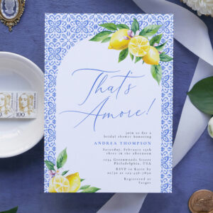 That's Amore Lemon Italian Blue Tile Bridal Shower Invitation
