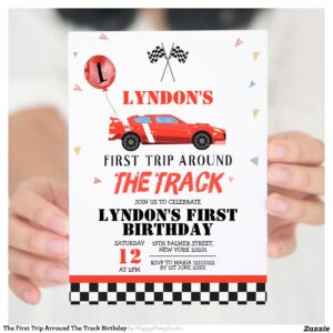 The First Trip Arround The Track Birthday Invitation