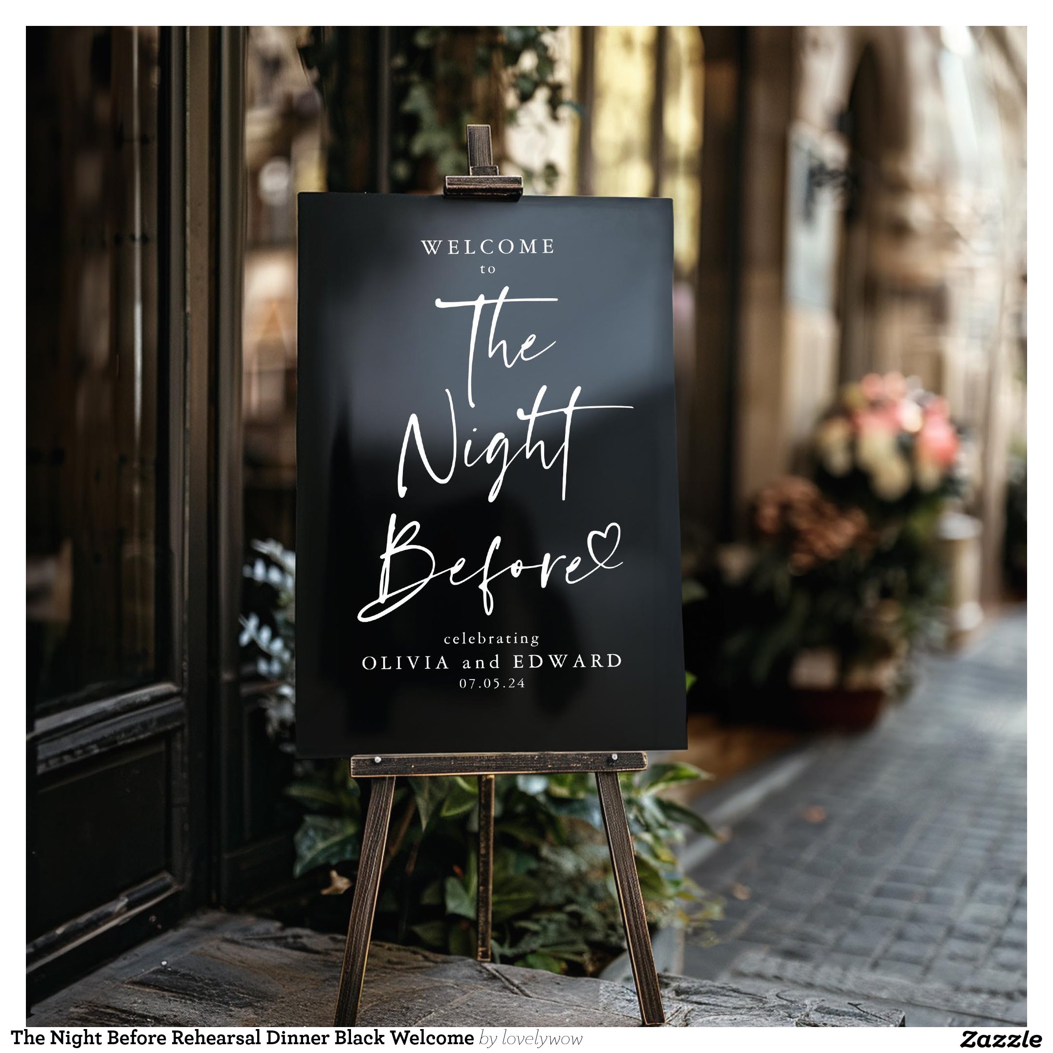 The Night Before Rehearsal Dinner Black Welcome Acrylic Sign
