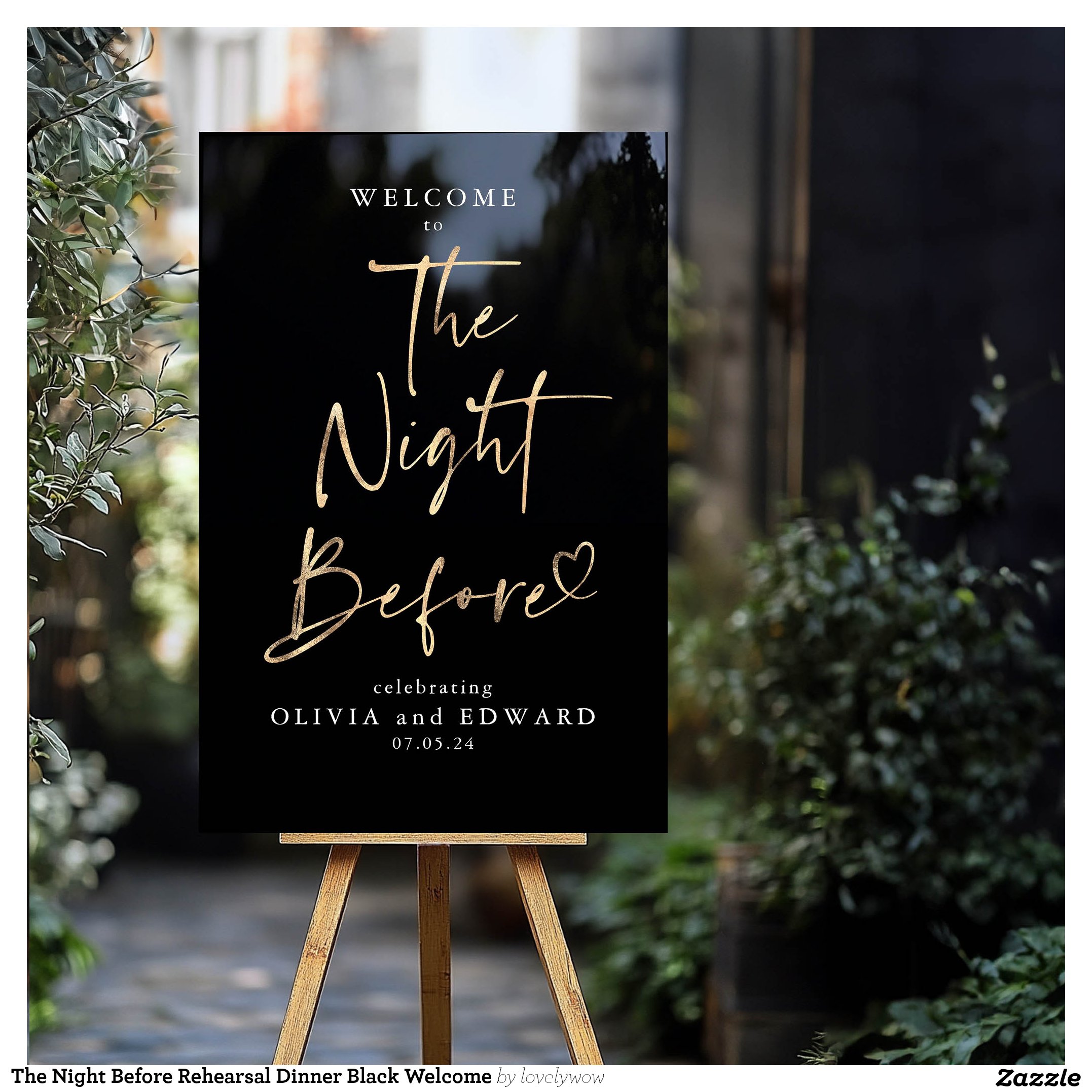 The Night Before Rehearsal Dinner Black Welcome Acrylic Sign
