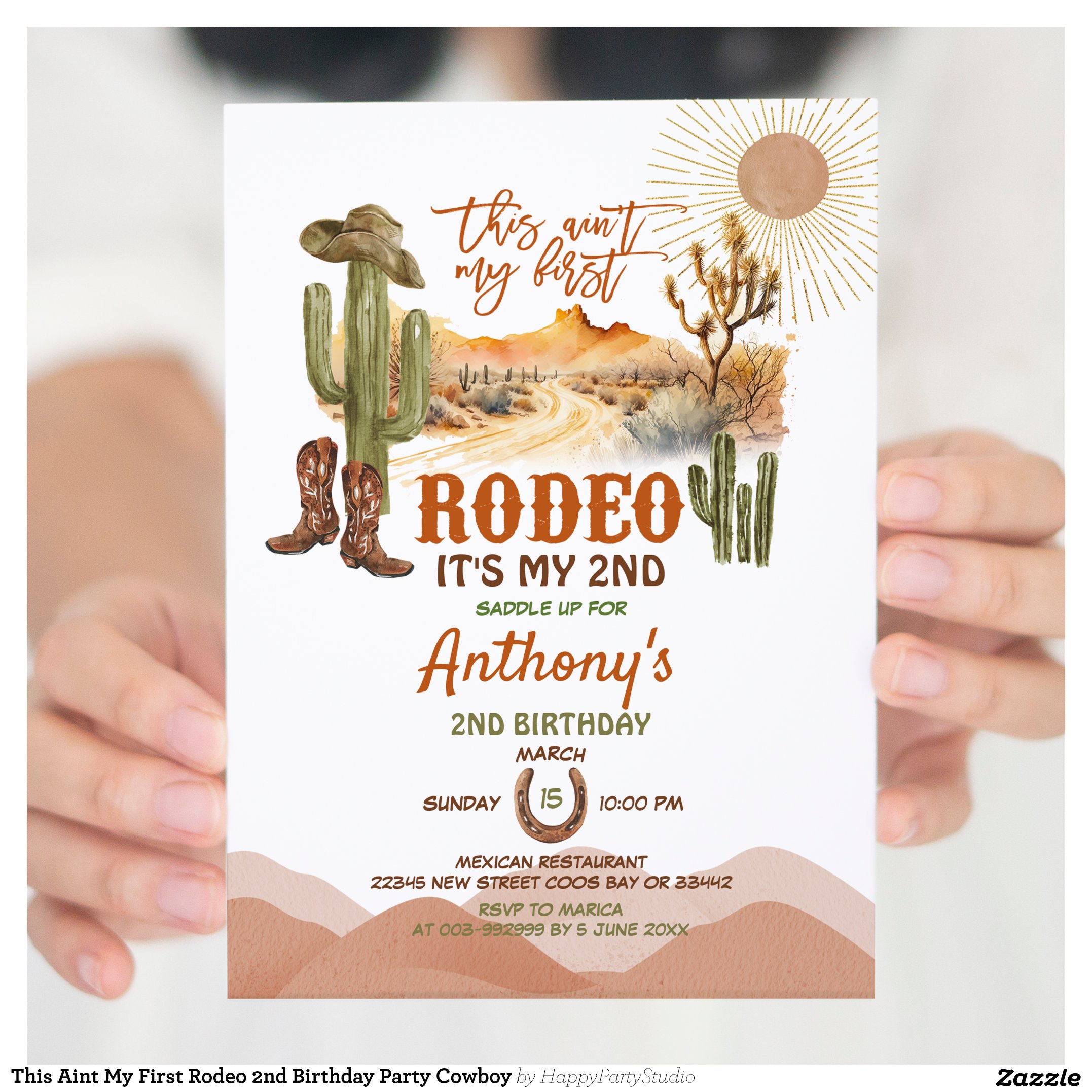 This Aint My First Rodeo 2nd Birthday Party Cowboy Invitation