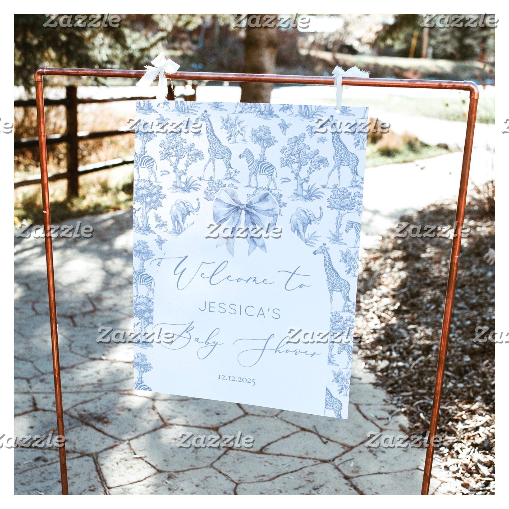 Toile de Jouy Safari animals Baby shower Welcome Foam Board