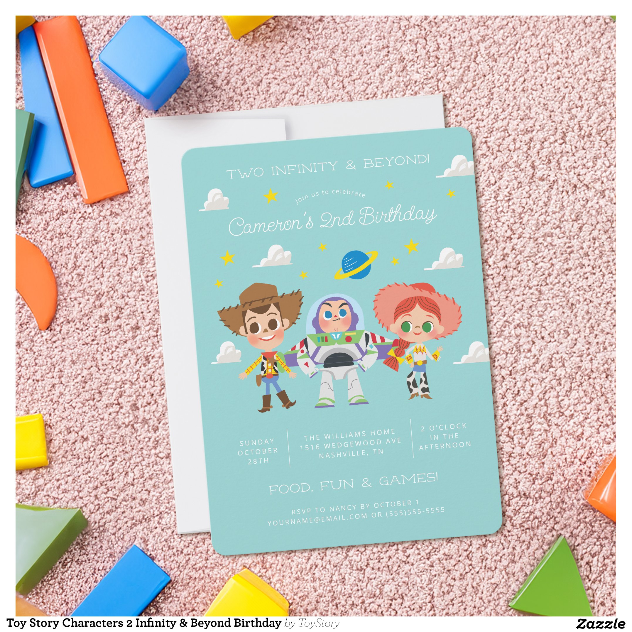 Toy Story Characters 2 Infinity & Beyond Birthday Invitation