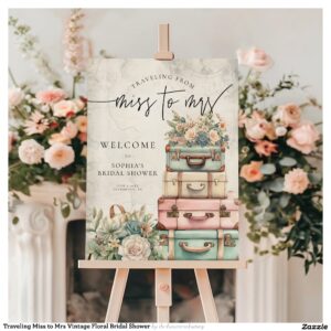Traveling Miss to Mrs Vintage Floral Bridal Shower Foam Board