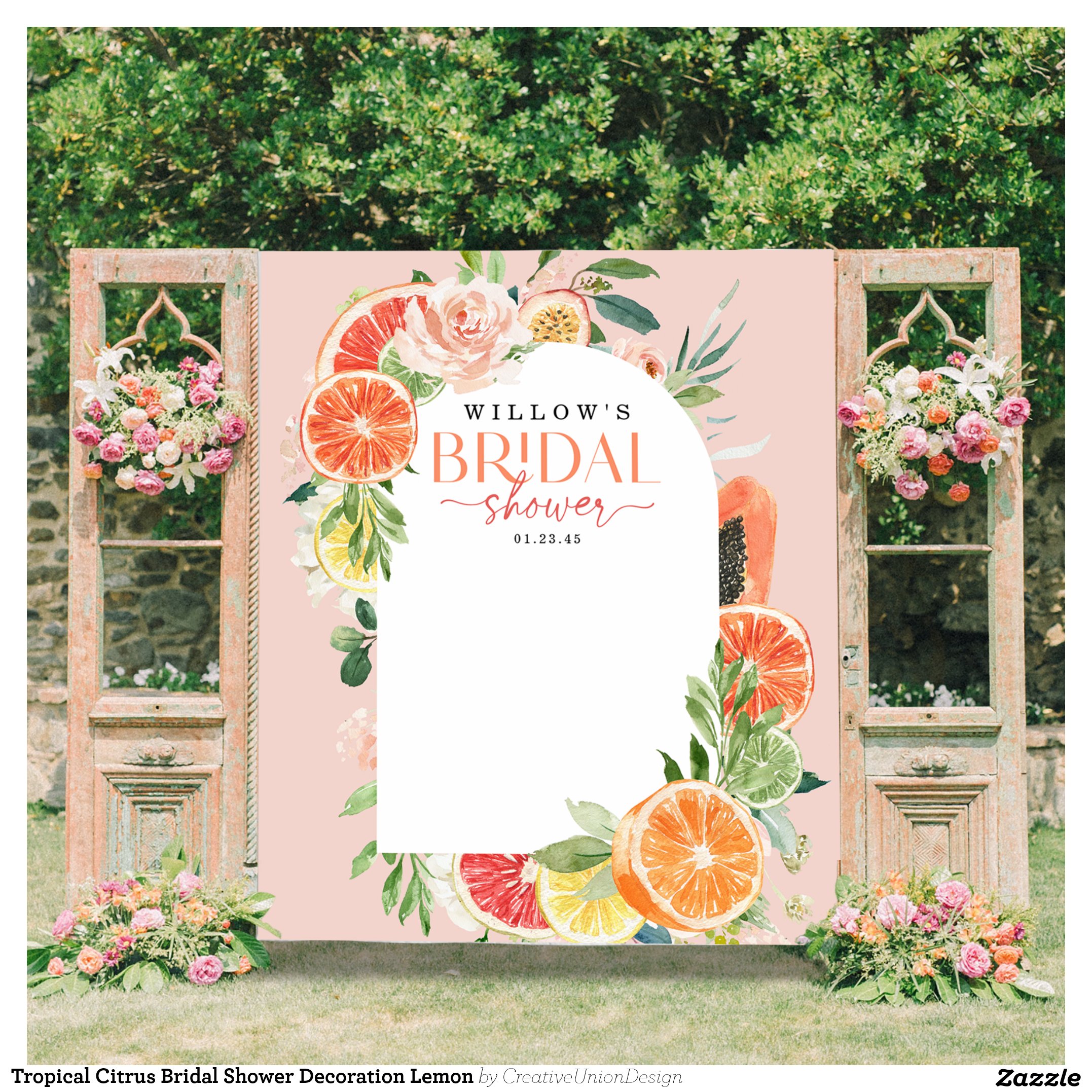 Tropical Citrus Bridal Shower Decoration Lemon Tapestry