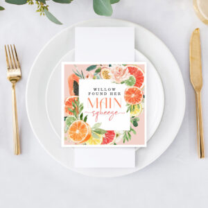 Tropical Citrus Bridal Shower Napkin
