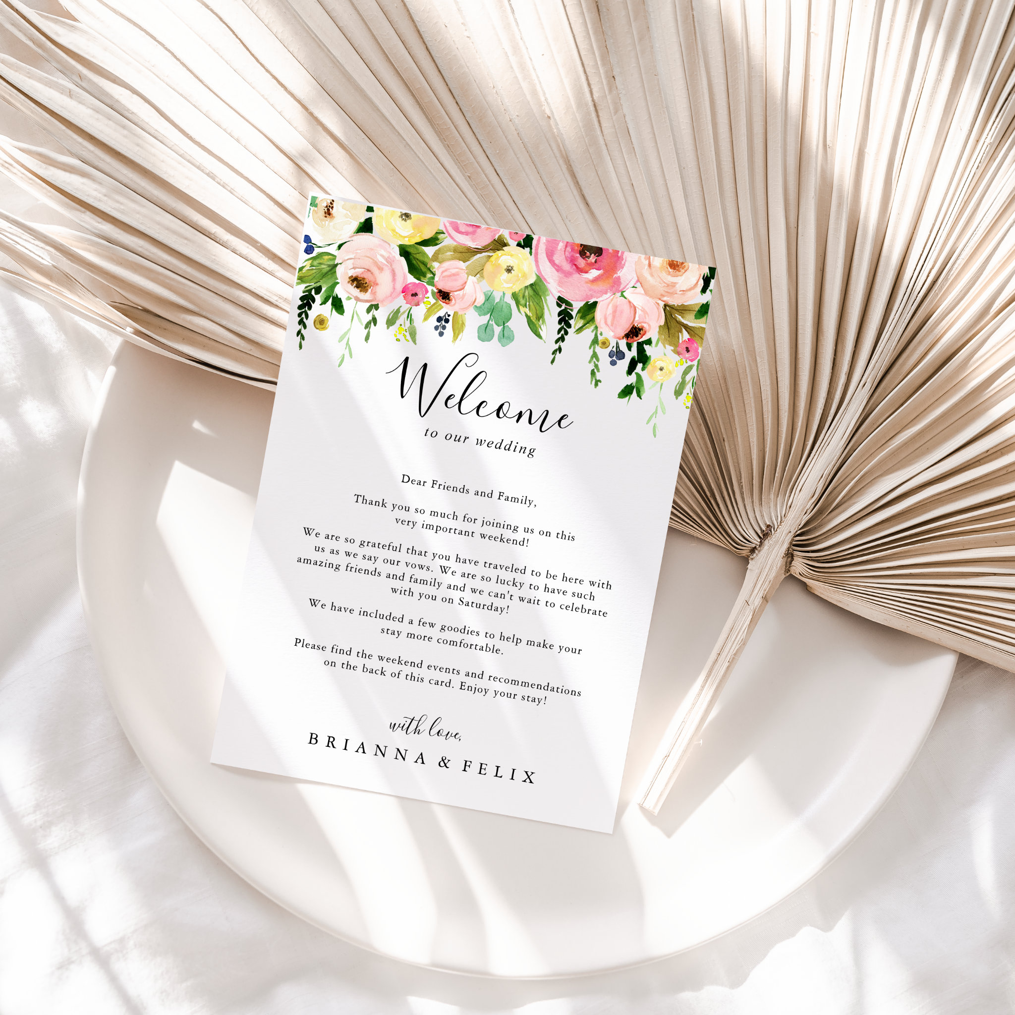 Tropical Colorful Autumn Wedding Welcome Letter