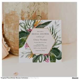 Tropical Floral Bridal Shower Invitation