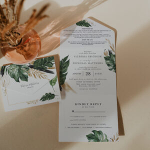 Tropical Greenery   All in One Wedding Invite