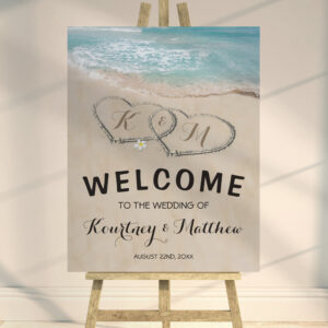 Tropical Vintage Beach Heart Shore Wedding Welcome Foam Board