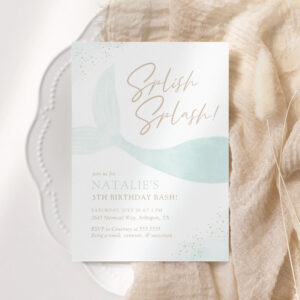 Turquoise Mermaid Girl Birthday Party Invitation