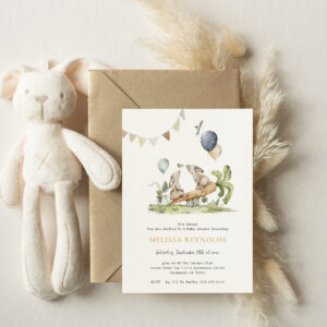 Twins Spring Bunny Rabbit Baby Shower Invitation