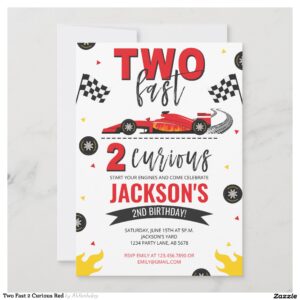 Two Fast 2 Curious Red Invitation