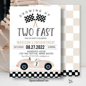 TWO Fast Birthday Invitation Race Car 2nd Birthday