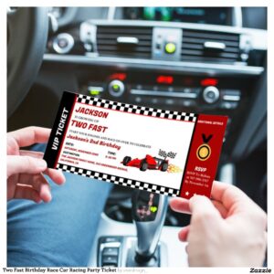 Two Fast Birthday Race Car Racing Party Ticket Invitation