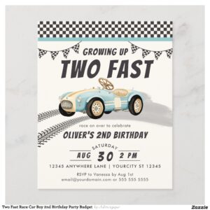 Two Fast Race Car Boy 2nd Birthday Party Budget