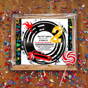 Two Fast Race Car Boy 2nd Birthday Party Invitation