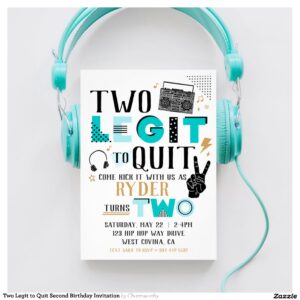Two Legit to Quit Second Birthday Invitation